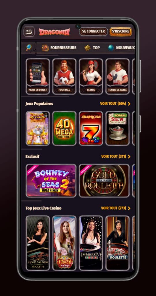 application mobile Dragonia Casino